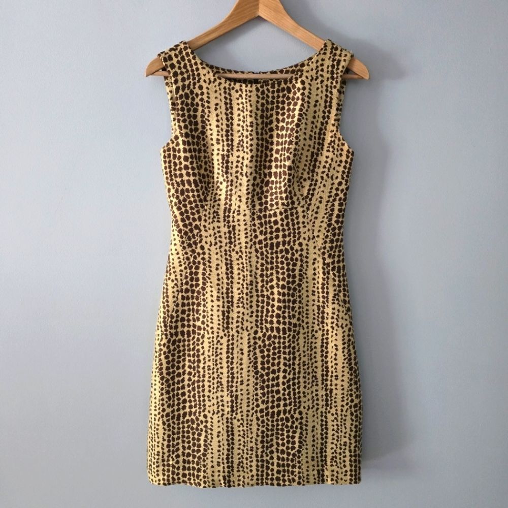 Sole by Soledad Twombly 100% Lana Brown Leopard Print Dress Size IT42/US6